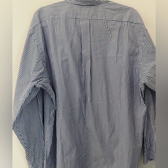 Ralph Lauren Mens 
•Dress Shirt 
•Button Up 
•Blue Striped Cotton Yarmouth 17-36 - Picture 2 of 8